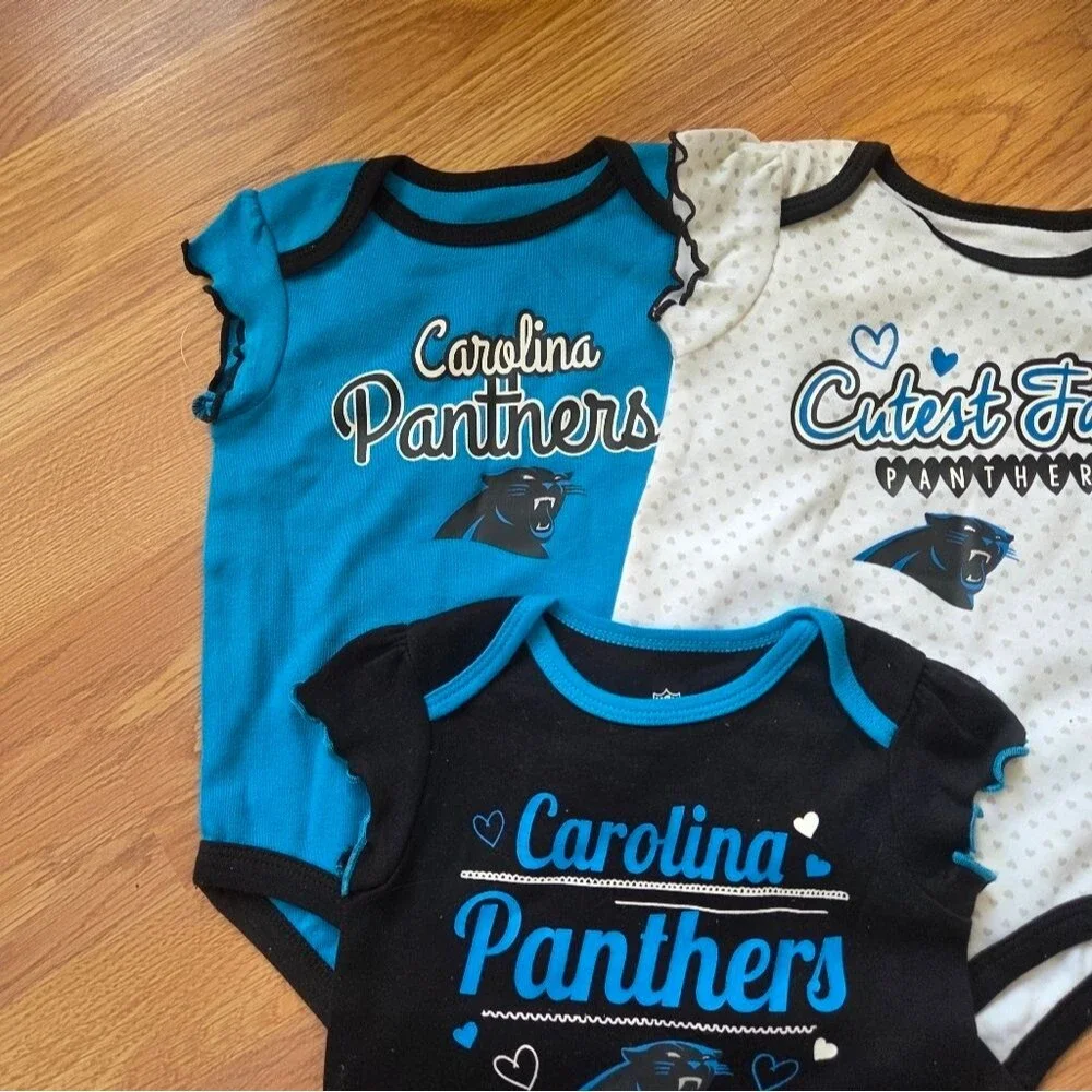 NFL Carolina Panthers Baby Girl Set 3pc Bodysuit 3-6M NEW